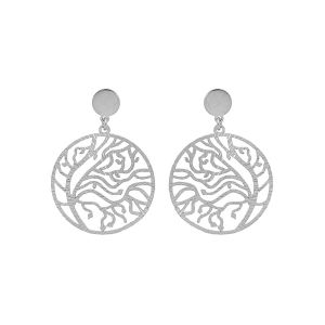 BOUCLES D'OREILLES TIGE ARGENT RHODIÉ RONDELLE AJOURÉE 23MM