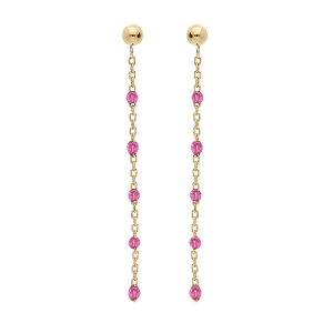 BOUCLES D'OREILLES TIGE ARGENT ET DORURE JAUNE OLIVES RÉSINE FRAMBOISE TRANSPARENT