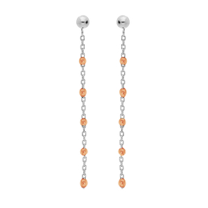 BOUCLES D'OREILLES TIGE ARGENT RHODIÉ OLIVES RÉSINE ORANGE TRANSPARENT