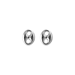 BOUCLES D'OREILLES TIGE GRAIN DE CAFE FERMOIR POUSSETTES ARGENT RHODIÉ