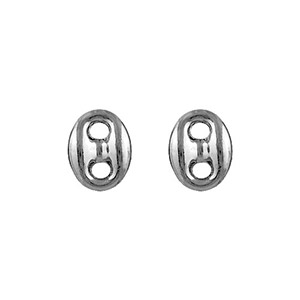 BOUCLES D'OREILLES GRAIN DE CAFE GROS MODELE  FERMOIR POUSSETTE  ARGENT RHODIÉ