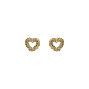 BOUCLES D'OREILLES TIGE ARGENT DORÉ COEUR OXYDES BLANCS