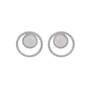 BOUCLES D'OREILLES TIGE ARGENT RHODIÉ PUCE 6MM NACRE BLANCHE VÉRITABLE