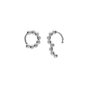 BOUCLES D'OREILLES CRÉOLES ARGENT RHODIÉ 10MM BOULES