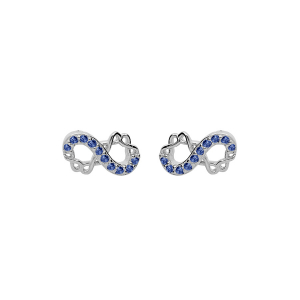 BOUCLES D'OREILLES TIGE ARGENT RHODIÉ INFINI 8MM AVEC OXYDES BLEUS