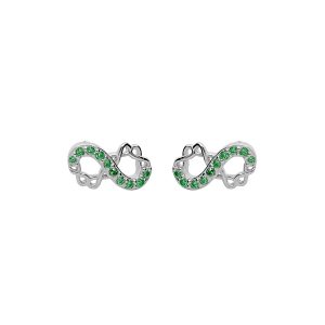 BOUCLES D'OREILLES TIGE ARGENT RHODIÉ INFINI 8MM AVEC OXYDES VERTS