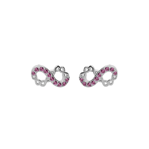 BOUCLES D'OREILLES TIGE ARGENT RHODIÉ INFINI 8MM AVEC OXYDES ROSE