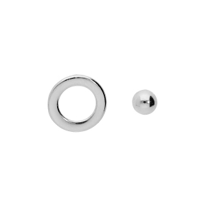 BOUCLES D'OREILLES TIGE ARGENT RHODIÉ 1 BOULE ET 1 CERCLE EVIDÉ