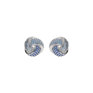 BOUCLES D'OREILLES TIGE ARGENT RHODIÉ 3 RUBANS DEGRADÉ OXYDES BLEU