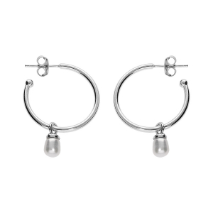 CRÉOLES ARGENT RHODIÉ TIGE PERLE DE CULTURE D'EAU DOUCE BLANCHE CRÉOLES ARGENT RHODIÉ TIGE PERLE DE CULTURE D'EAU DOUCE BLANCHE