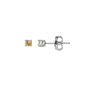 BOUCLES D'OREILLES TIGE ARGENT RHODIÉ PIERRE VÉRITABLE CITRINE 2.5MM