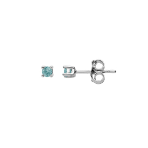 BOUCLES D'OREILLES TIGE ARGENT RHODIÉ PIERRE VÉRITABLE TOPAZE BLEU 2.5MM