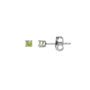 BOUCLES D'OREILLES TIGE ARGENT RHODIÉ PIERRE VÉRITABLE PERIDOT 2.5MM