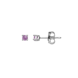 BOUCLES D'OREILLES TIGE ARGENT RHODIÉ PIERRE VÉRITABLE AMÉTHYSTE 2.5MM