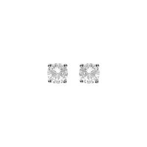 BOUCLES D'OREILLES TIGE SOLITAIRE ARGENT RHODIÉ OXYDE ROND 5MM 4 GRIFFES