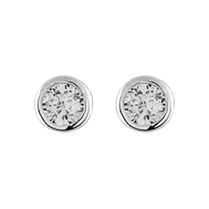 BOUCLES D'OREILLES TIGE SOLITAIRE ARGENT RHODIÉ OXYDE 4MM ROND SERTI CLOS