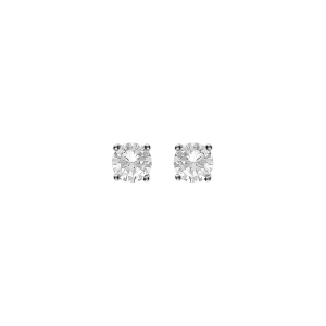 BOUCLES D'OREILLES TIGE SOLITAIRE ARGENT RHODIÉ 4MM OXYDE BLANC SERTI 4 GRIFFES