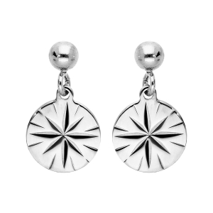 BOUCLES D'OREILLES TIGE ARGENT RHODIÉ PASTILLE ETOILE DIAMANTÉ ET BOULES