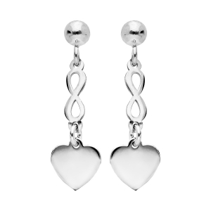 BOUCLES D'OREILLES TIGE ARGENT RHODIÉ COEUR ET INFINI