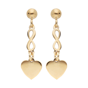 BOUCLES D'OREILLES TIGE ARGENT ET DORURE JAUNE COEUR ET INFINI