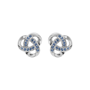 BOUCLES D'OREILLES TIGE ARGENT RHODIÉ NOEUD OXYDES BLEU CIEL  SERTIS