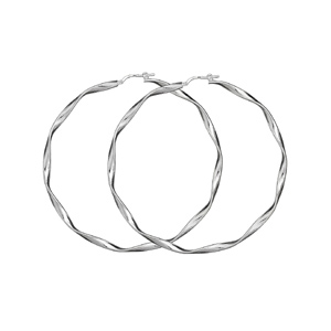 CRÉOLES ARGENT TORSADEE 70MM