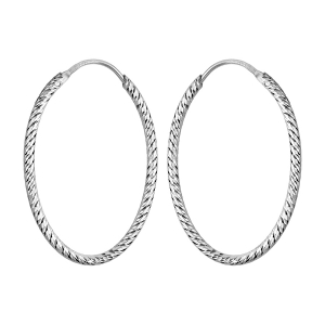 CRÉOLES ARGENT RHODIÉ OVALE FIL DIAMANTÉ 35MM