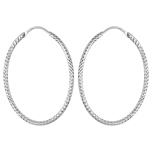 CREOLES ARGENT RHODIE OVALE FIL DIAMANTÉ 40MM