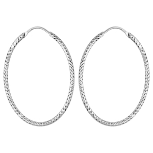 CRÉOLES ARGENT RHODIÉ OVALE FIL DIAMANTÉ 40MM