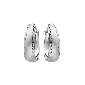 CREOLES ARGENT RHODIE SABLÉE BORDS DIAMANTÉS  PETIT MODELE 20MM