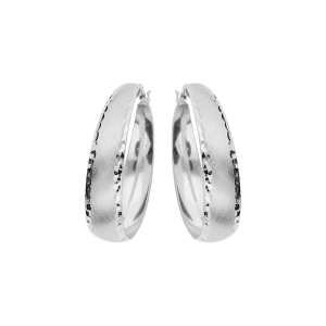 CREOLES ARGENT RHODIE SABLÉE BORDS DIAMANTÉS  MOYEN MODELE 25MM