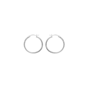 CRÉOLES ARGENT RHODIÉ FIL DIAMANTÉE 25MM
