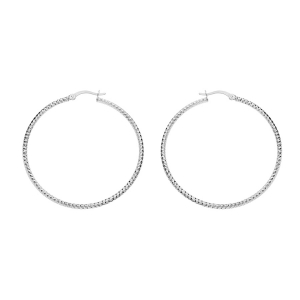 CRÉOLES ARGENT RHODIÉ FIL DIAMANTÉE 45MM