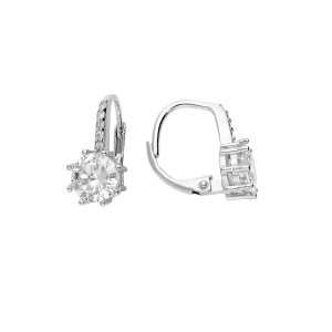 BOUCLES D'OREILLES DORMEUSE ARGENT RHODIÉ OXYDES BLANCS SERTIS 7MM