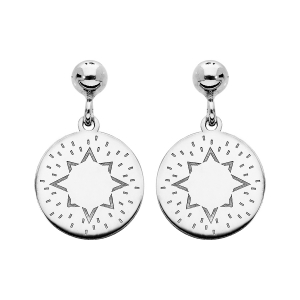 BOUCLES D'OREILLES TIGE ARGENT RHODIÉ AVEC PASTILLE SOLEIL