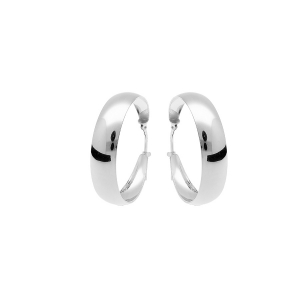 CREOLES ARGENT RHODIE LISSE  MOYEN MODELE 25MM