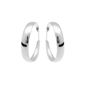 CRÉOLES ARGENT RHODIÉ LISSE  GRAND MODELE 33MM