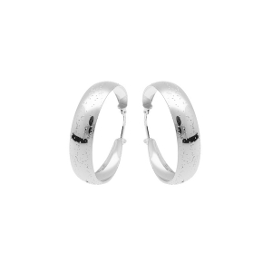 CREOLES ARGENT RHODIE DIAMANTÉ ASPECT PAILLETTE  MOYEN MODELE  25MM