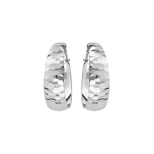 CREOLES ARGENT RHODIE MARTELÉE PETIT MODELE 20MM