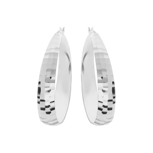 CREOLES ARGENT RHODIE MARTELÉE PETIT MODELE 33MM