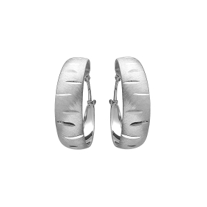 CREOLES ARGENT RHODIE RAINURE  PETIT MODELE 20MM
