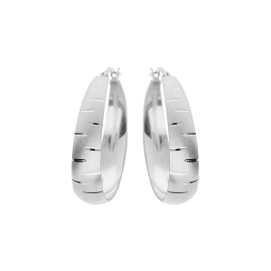 CREOLES ARGENT RHODIE RAINURE MOYEN MODELE 25MM