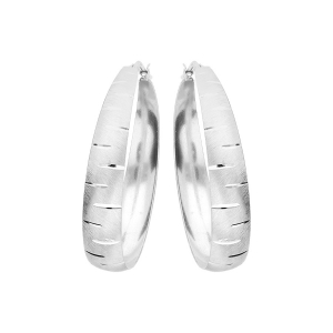 CREOLES ARGENT RHODIE RAINURES  GRAND MODELE 33MM