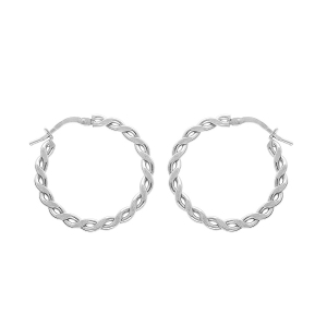 CREOLES ARGENT RHODIE 20MM TRESSE PLATE