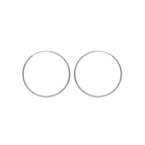 CRÉOLES ARGENT RHODIÉ FIL 1,5MM DIAMANTÉ  40MM