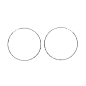 CRÉOLES ARGENT RHODIÉ FIL 1,5MM DIAMANTÉ  50MM