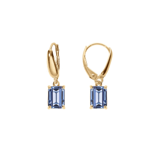 BOUCLES D'OREILLES DORMEUSE  ARGENT DORÉ OXYDE RECTANGULAIRE BLEU CIEL