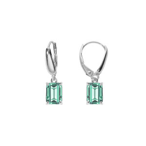 BOUCLES D'OREILLES DORMEUSE  ARGENT RHODIÉ OXYDE RECTANGULAIRE BLEU VERT