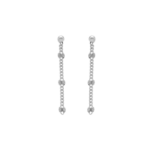 BOUCLES D'OREILLES TIGE ARGENT RHODIÉ PENDANTE PASTILLES DIAMANTÉS ETOILE