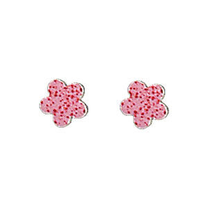 BOUCLES D'OREILLES FLEUR ROSE ARGENT RHODIÉ
